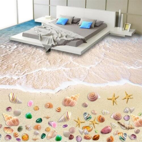 Beibehang Colorful shells on the beach 3D beach floor personalized custom non-woven wallpaper background painting