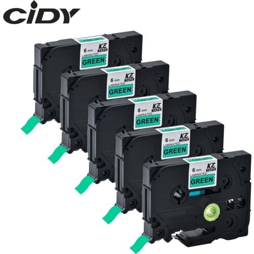 CIDY 5PCS black on green tape TZe711 TZe-711 TZ711 TZe711 TZ 711 Compatible brother P-touch TZ Tze label tape LAMINATED TAPES