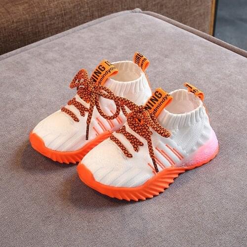 Kids Shoes Anti Slip Soft Bottom Baby Sneaker Casual Mesh Flat Sneakers Shoes Children Girls Boys LED Light Sports Shoes