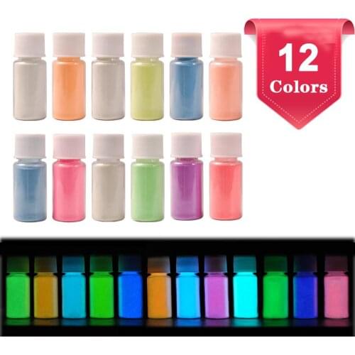 Epoxy Resin Dye Glow in The Dark Pigment Powder 12 Color Pigment Luminous Powder Safe Non-Toxic for Acrylic Paint, Fine Art, DIY