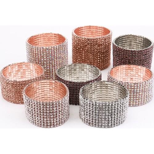 European And American Exaggerated Claw Chain Rhinestone Bracelet Fashion Wide-Brimmed Party Super Flash Elastic Bracelet