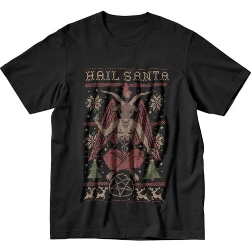 Gorgeous Hail Baphomet T Shirt Men Short Sleeve 100% Cotton T-shirt Leisure Horror Evil Satan Demon Goat Tee Tops Fashion Tshirt