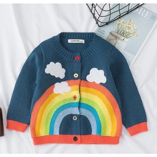 Baby Boys Girls Cotton Knitted Cardigan Rainbow Sweater Spring Autumn Kids Cardigan Sweater Coat Kids Outerwear Top