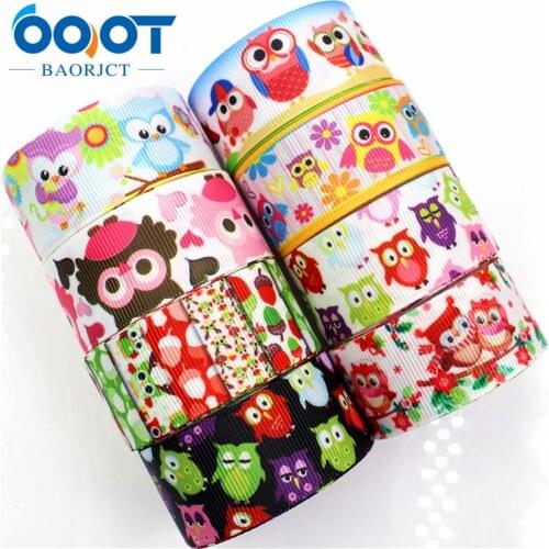 175253,25MM cartoon owl Printed grosgrain ribbon,garment accessories hair accessories material, DIY Handmade decoration wrapping