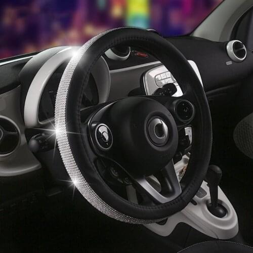 Car Steering Wheel Leather Cover Diamond Decor Protector For Smart 451 453 fortwo forfour Car Accessories