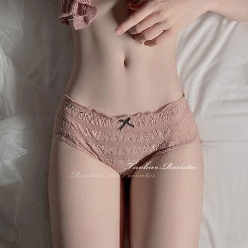 Lace Soft And Comfortable Breathable Briefs Women In The Waist Pure desire Cute bow