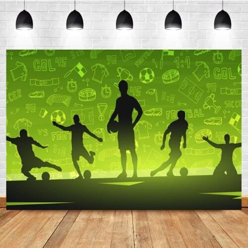 Laeacco Boys Room Decoration Football Passion Birthday Party Portrait Photography Backdrop Photo Background For Photo Studio