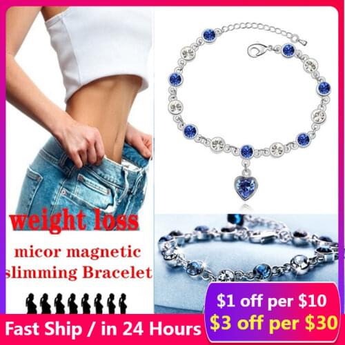 Slimming magnetic crystal diamond slimming products health therapy bracelet Fashion heart-shaped womens sterling silver