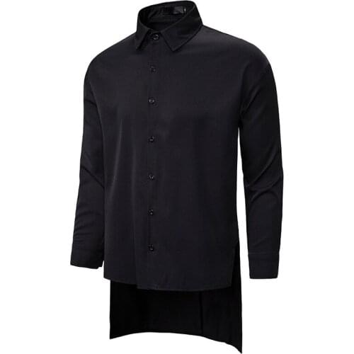 Solid Color Long Sleeve Tuxedo Dress Shirt Men 2020 Autumn New Gothic Steampunk Shirts Men Party Victorian Prom Chemise Homme