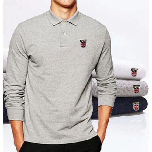 Mens Top New Style 100% Pure Cotton Long-Sleeved Lapel Polos Shirt Casual Fashion Brand Polo Golf Shirt Sportswear Mens Top
