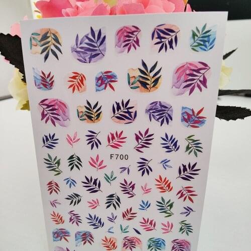 New 3D Nail Art Stickers Colorful Leaf Adhesive Pattern Nails Decoraciones Foil Decals Manicure Accessories