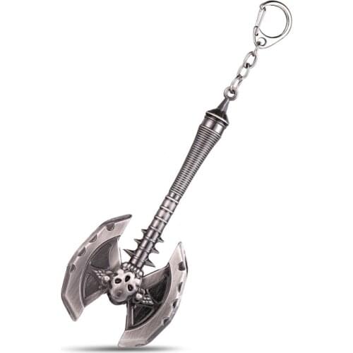 New Design 3D Game WOW World of Warcraft Brelok Weapon Model Keyring Cosplay Souvenir Gift Skull Axe Keychain Ghost Chopper 12CM