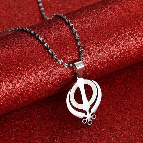 Stainless Steel Sikhism Pendant Necklace Gold Silver Color Sikh Khanda Sikhs Jewelry