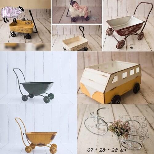 Newborn Photography Session Iron Basket Props Baby Boy Girl Photo Shoot Studio Posing Car Trolley foto Shooting Accessories Prop