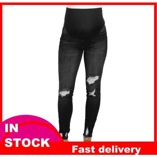 4# Ripped Jeans Clothes For Pregnant Women Pants Trousers Adjustable Nursing Belly Capris Maternity Clothing Vêtements Maternité
