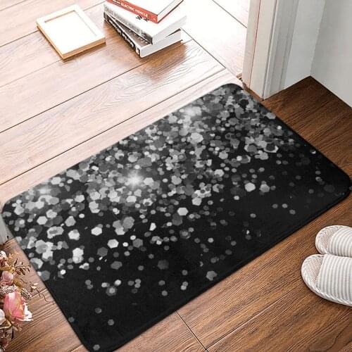 Silver Gray Black Glitter Doormat Carpet Mat Rug Polyester Anti-slip Floor Decor Bath Bathroom Kitchen Living Room 40*60