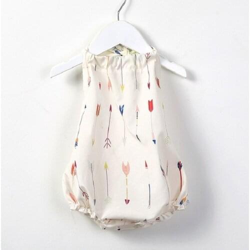 HOOYI Chiffon Girls Summer Bodysuits Print Infant Halter Rompers Bow Backless Baby Clothes Childrens Clothing Newborn