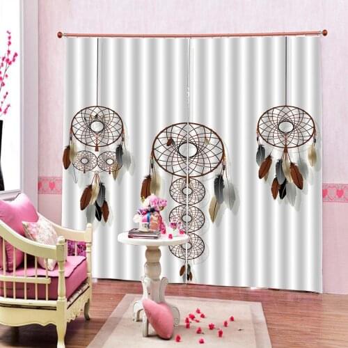 Bohemia style Handmade Feather Earrings Photo Curtain For Living room Bedroom Blackout Drapes Sets 2 Panels With Hooks
