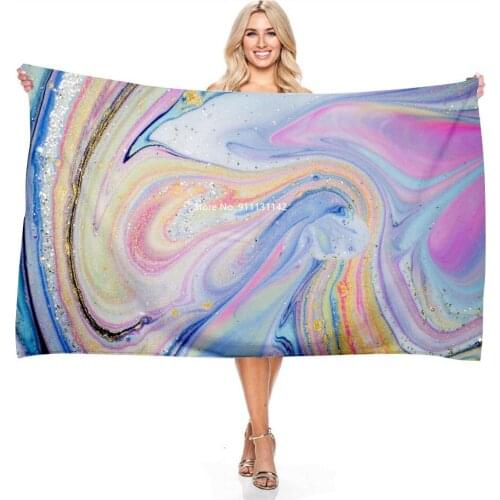 Modern Simple Marbled Print Bath Towel Soft Travel Portable Shower Towel Outdoor Swimming Quick-dry Bibble Towel