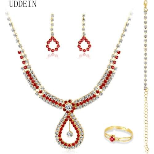 UDDEIN Nigerian Wedding Indian Jewelry Sets Fashion Accessories Necklaces Bracelet Ring Earrings Sets For Women Party Jewelry