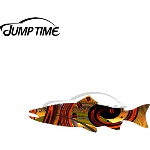 Jump Time 13 x 3.5cm For Abstract Trout Fish Decal Trunk Waterproof Scratch-Proof Car Stickers Camper Creative Vinyl Car Wrap