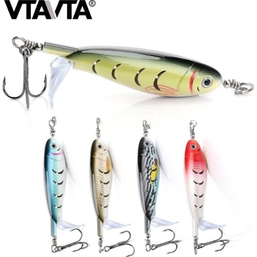 VTAVTA 7.5cm 8.3g Topwater Popper Fishing Lure Wobber Floating Hard Lure Whole Body rotation Artificial Bait Pike Fishing Tackle