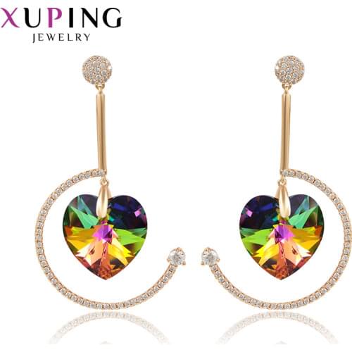 Xuping Jewelry Fashion Heart Shape Dangle Crystal Earring for Women Popular Design Party Gift 20732