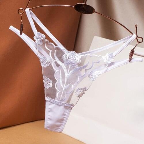 Womens Underpants Embroidery Lace Sexy Panties Bandage Sexy Thongs G string Transparent Lace Lingerie Female Underwear Briefs