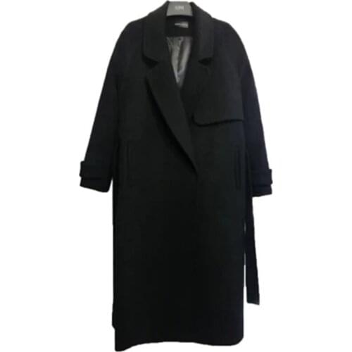 Winter Loose Large Size female long section thick woolen coat Winter Women Woolen Overcoat long Covered Button woolen coat D897