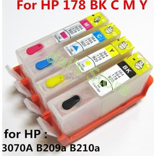 10set For hp178 178XL Refillable ink Cartridge for HP photosmart B209a B210a deskjet 3070A printer with chip 4 color