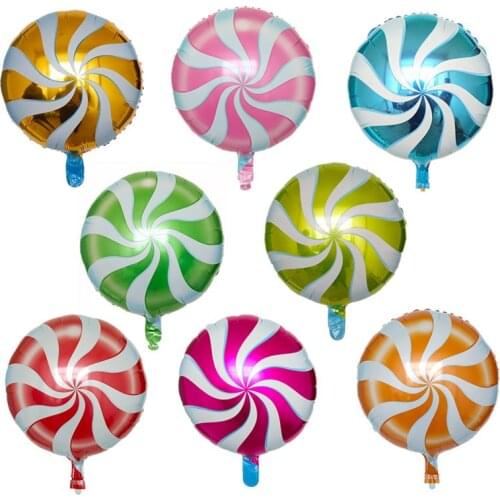 10pcs/lot colorful candy foil balloons 18 inch round lollipop aluminum balls wedding birthday baby party decoration