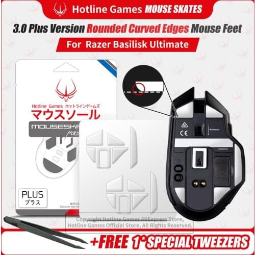 Hotline Games 3.0Plus Rounded Curved Edges Mouse Skates for Razer Basilisk Ultimate Gaming Mouse feet pad Replacement,0.7mm