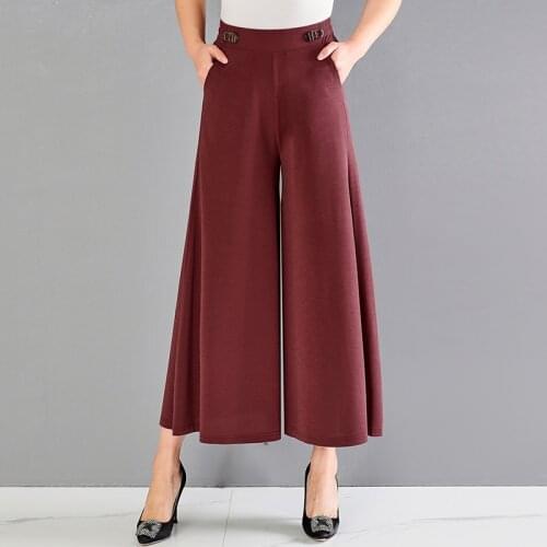 2019 summer new fashion ladies thin section loose nine points wide leg pants
