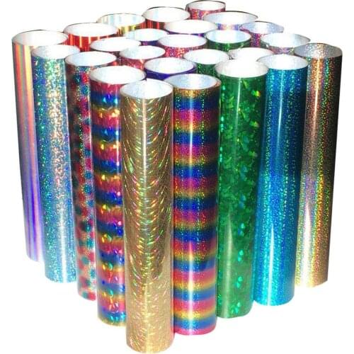 25cmx100cm(10x40") Beautiful Color Hologram PET laser Heat Transfer Vinyl Heat Press Machine Iron on HTV Mirror Film DIY T-shirt