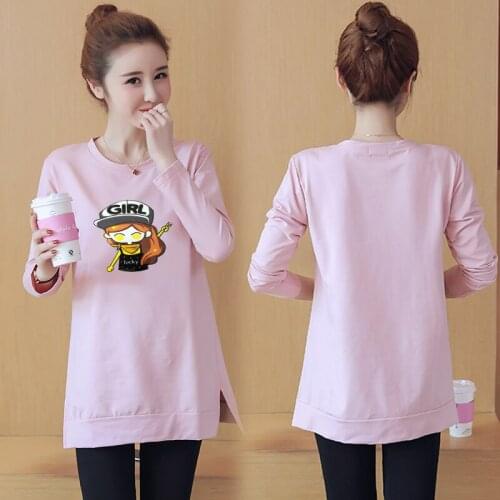 3005# Maternity Clothes Spring Autumn Long Sleeves Easy Matching Loose T-shirt Tops for Pregnant Women Pregnancy Clothes