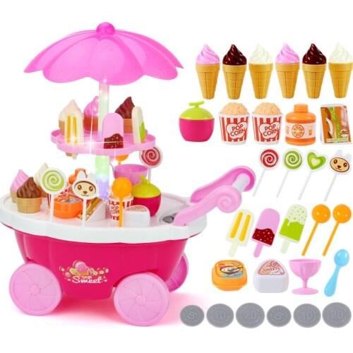 39 Pcs Simulation Small Carts Girl Mini Candy Cart Ice Cream Shop Supermarket Barbecue Children 's Toys Playing Home Baby Toys