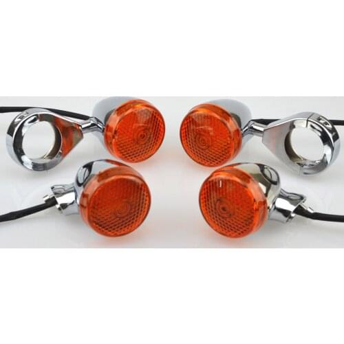 Motorcycle accessories motorcycle turn signal chrome rear indicator lights amber fit for Harley-Davidson models with 41 mm tube