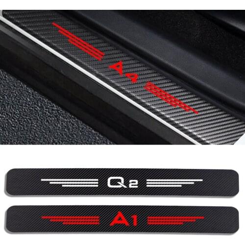 4PCS Car Door Sill carbon fiber Sticker For Audi A3 A4 B5 B6 B7 B8 B9 A5 A6 A1 A7 A8 Q2 Q3 Q5 Q7 Q8 TT car Emblems