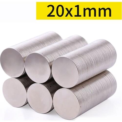 5/10/20/50/100pcs Neodymium Magnets 20mm x 1mm Round Rare Earth Ring Disk Strong Craft Magnets N35