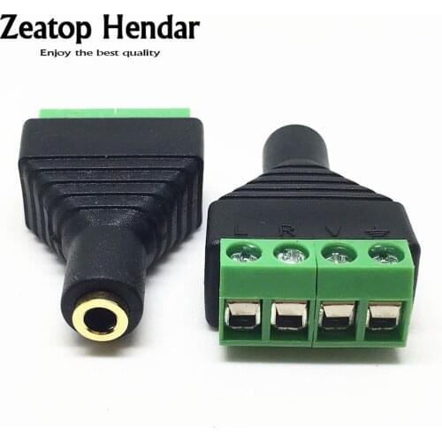 50Pcs 3.5mm 4Ploe 1/8 Inch Stereo Female Plug to AV Screw Video Balun Terminal Jack 3.5mm Female 4Pin Terminal Block Connector