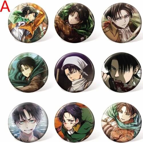 9pcs 58mm Attack on Titan Shingeki No Kyojin Eren Mikasa Cartoon Badge Anime Brooch Pin