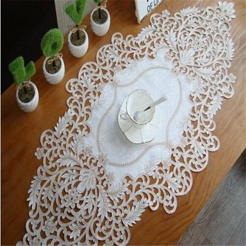 Free Shipping New Polyester Hollow Embroidered Jacquard Tablecloth Cup Mat Cover Pad Runner Place Wedding Home Blanket