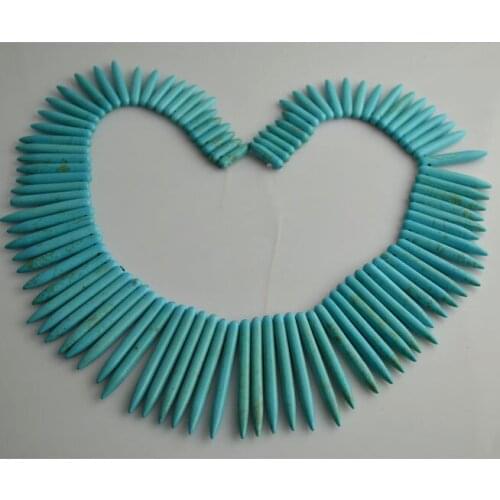 Blue Howlite Spike Beads Howlite Howlite 20-50mm Loose Beads 17'' Necklace Making Beads 5pc/lot