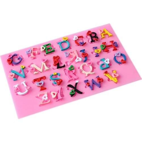 Letters with heart DIY love cooking tools wedding cake decorating Silicone Mould baking Fondant Sugar Craft Molds F0737