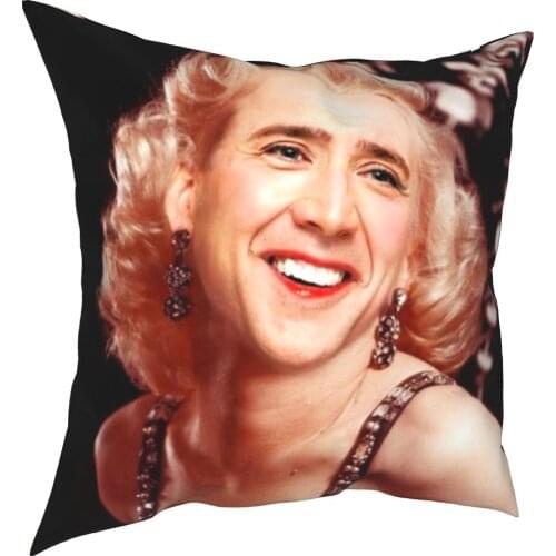 Nicolas Cage Face Meme Pillowcase Printing Polyester Cushion Cover Decoration Throw Pillow Case Cover Home Square 45X45cm