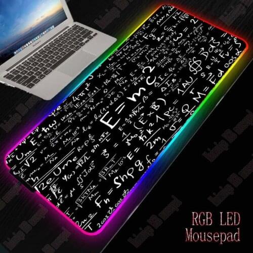Mairuige Black Mathematics Gaming Mouse Pad Computer Mousepad Large Mouse Pad Gamer RGB Led Backlight Mouse Carpet PC Desk Mat
