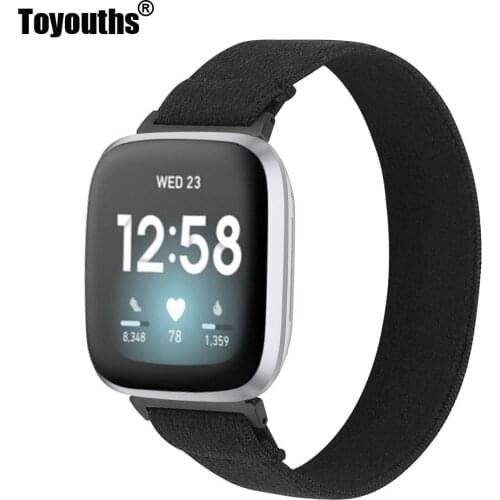 Toyouths Elastic Strap for Fitbit Versa 3 Band Scrunchie Soft Stretch Nylon Strap Bracelet Women Replacement Wristband