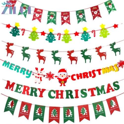 Zilue 1pcs/Lot 8 Styles Non-Woven Flag Garland Banner Christmas Ornament Door And Window Flag Christmas Home Decoration