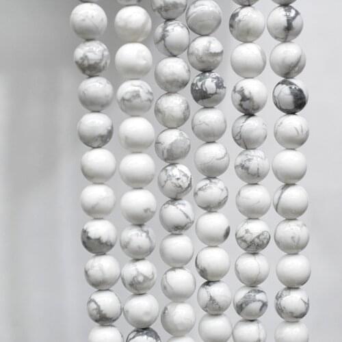 FLTMRH-Natural Stone Beads White Howlite Truquoises Round Loose Beads For Jewelry Making 15.5inch Pick Size 4 6 8 10 12