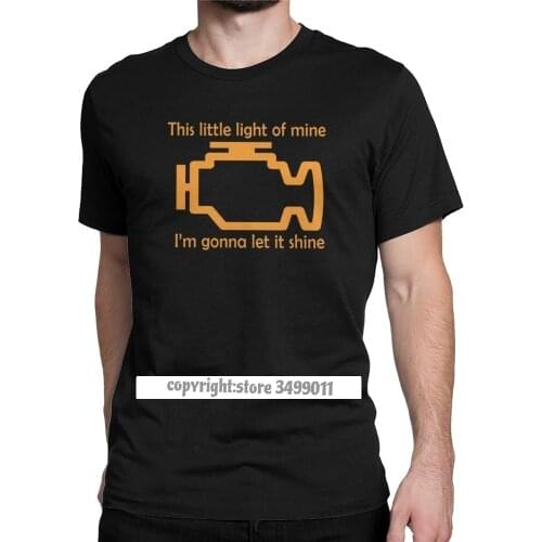 Check Engine Let It Shine Mechanic T Shirts Men Premium Cotton Awesome T-Shirt Car Fix Engineer Tee Shirt Fitness Streetwear